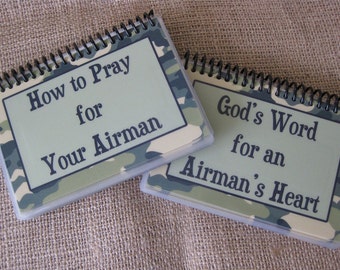 SALE - How to Pray for Your Airman/God's Word for an Airman's Heart - Combo Set, Spiral-Bound, Laminated Prayer Cards/Bible Verse Cards
