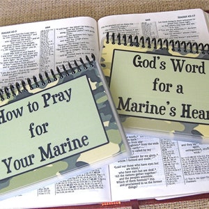 SALE How to Pray for Your Marine/God's Word for a Marine's Heart Combo Set, Spiral-Bound, Laminated Prayer Cards/Bible Verse Cards image 1