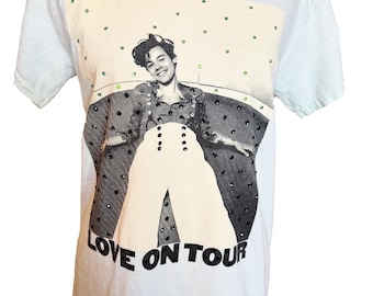 Hand Embellished Harry Styles Concert Tee | Rhinestone Fan Shirt