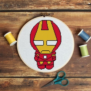 Iron Man (Weenie) Cross Stitch Pattern - Professional Pattern Designer and Artist Collaboration