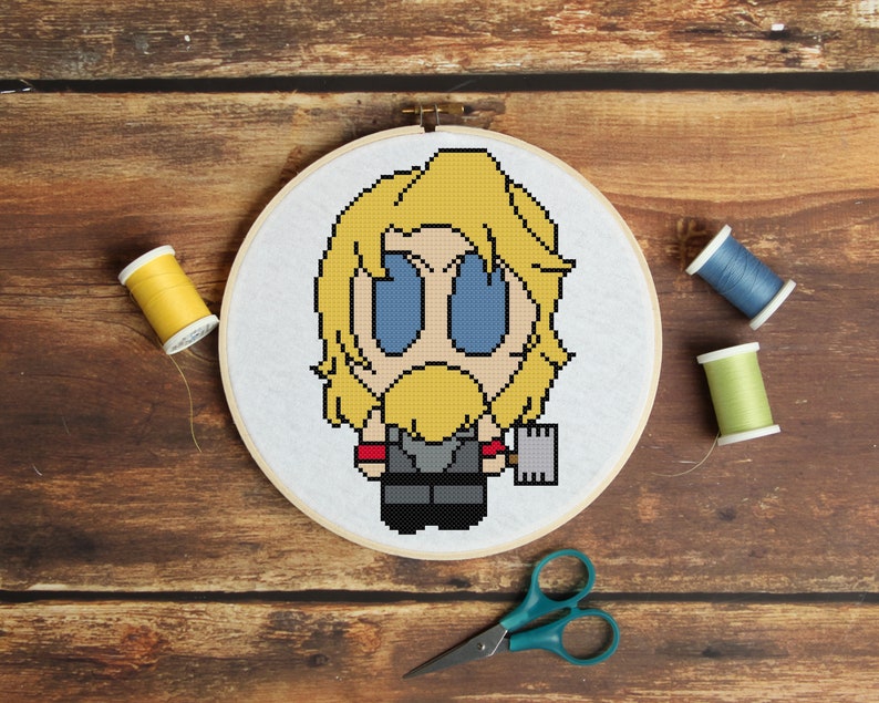 Thor Weenie 2 Cross Stitch Pattern Professional Pattern Designer and Artist Collaboration image 1