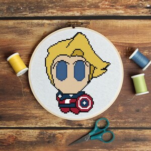 Steve Rogers (Weenie) Cross Stitch Pattern - Professional Pattern Designer and Artist Collaboration