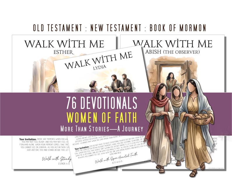 Walk With Me Devotional LDS Women of Faith Come Follow Me Journal Study Reflection Cards Young Women Relief Society Bible Book of Mormon zdjęcie 1