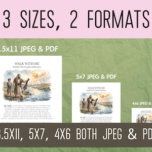 Puede incluir: Impresiones digitales disponibles en tres tama&ntilde;os: 8.5x11, 5x7 y 4x6 pulgadas (aproximadamente 21,6 x 27,9 cm, 12,7 x 17,8 cm y 10,2 x 15,2 cm), en formatos JPEG y PDF. Las impresiones presentan una ilustraci&oacute;n b&iacute;blica.