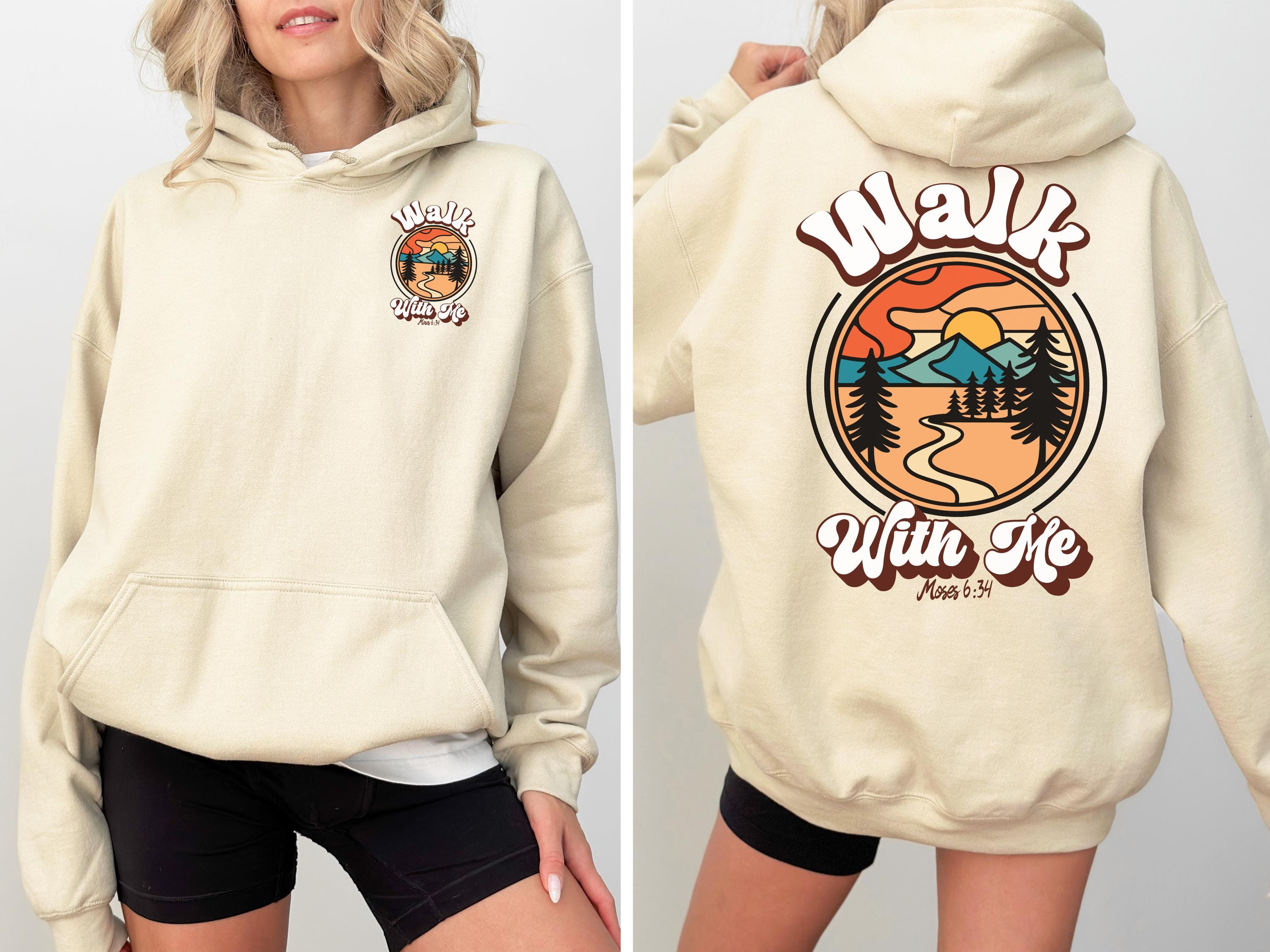 Walk With Me 2026 LDS Youth Theme Hoodie • Moses 6:34 Retro 