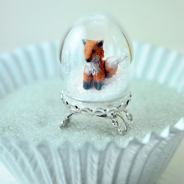 Winter Fox Ring in Polymer Clay