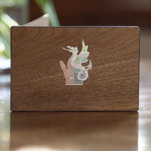 Carte de voeux en vitrail dragon / wyverne - cadeau fait main pour papa, maman, mari, petit ami, frère, femme