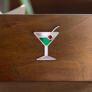 Biglietto di auguri per gli amanti dei cocktail - Biglietto d'auguri in vetro colorato di legno. Regalo fatto a mano per lei, moglie, fidanzata, sorella, mamma o amica.