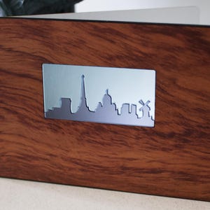 Paris Skyline- Handmade Wooden Stained Glass Effect Greeting Card - For French Lovers