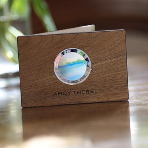 Porthole  watercolour &  acrylic greeting card - Hand Made gift for nautical, sailors, boat, cruise lovers - blank for your own painting