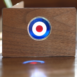RAF / Tir à l'arc Bullseye / Carte de voeux rétro en vitrail Mod cocarde - Cadeau fait main pour papa, lui, mari, petit ami, frère