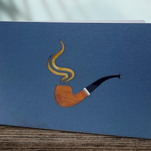 Pfeifenraucher Geburtstagskarte - Glasmalerei-Grußkarte. Handgemachtes Geschenk für ihn, Mann, Freund, Bruder, Vater oder Freund.