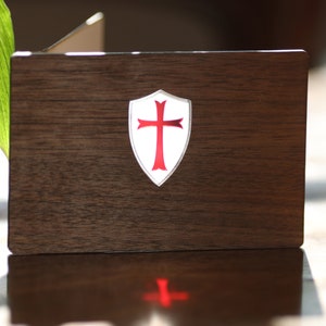 Carte de voeux patriotique en bois avec vitrail croisé croisé - cadeau pour homme britannique, papa, mari, petit ami, frère