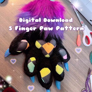 5 Finger Fursuit Paw Pattern with Detailed Instructions