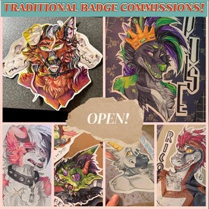 Custom Fursona Fursuit Badge Artwork