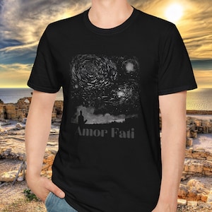 Inspirerend T-shirt Amor Fati stoïcijnse filosofie, motiverend citaat shirt liefde voor het lot Nietzsche, wijze filosofie geschiedenis filosoof cadeau