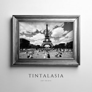 Eiffel Tower | Paris Wall Art Print | Digital Download | Black & White | Travel Decor | France Landscape Printable Art photograph