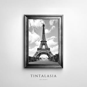 Eiffel Tower Park | Paris Wall Art Print | Digital Download | Black & White | Travel Decor | France Landscape Printable Art photograph