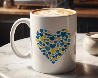 Bewustzijnsmok blauw en geel hart mozaïek downsyndroom