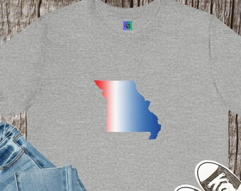 T-shirt met rood wit blauw verloop van Missouri State Silhouette | 4 juli Patriottisch