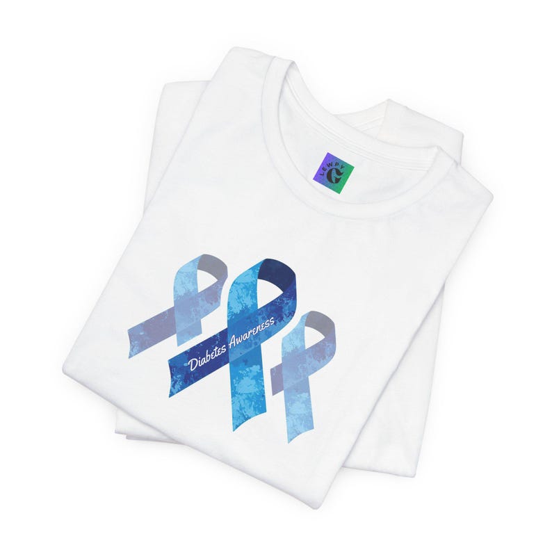 Diabetes Awareness T-Shirt: Blue Ribbon Support - Health Care Gift image 4