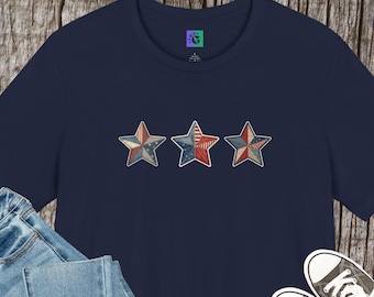 Americana, America 250 gewatteerde T-shirt met sterren | Patriottisch quiltshirt van Fourth of July