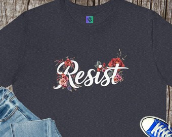 Resistent T-shirt met bloemenprint | T-shirt met statement damesrechten