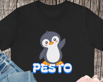 Pesto Penguin Graphic Tee, Unisex Cotton T-Shirt