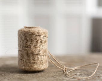 Jute twine - Natural color jute cord - Rustic packaging string - Gift wrapping yarn spool - Twisted kraft cord - Gift wrap
