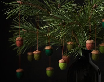 Eichel Ornamente - Herbst Dekor, Vier von der Natur inspirierte waldgrüne Dekorationen für umweltfreundliche Weihnachtsbäume, Weihnachtsbaumschmuck