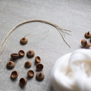 Felted acorns DIY Make white Christmas ornaments yourself Easy DIY craft kit for eco friendly home decor Beginner felting craft set image 5