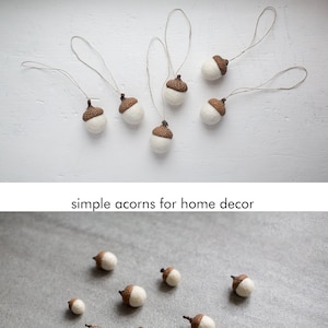 Felted acorns DIY Make white Christmas ornaments yourself Easy DIY craft kit for eco friendly home decor Beginner felting craft set image 3