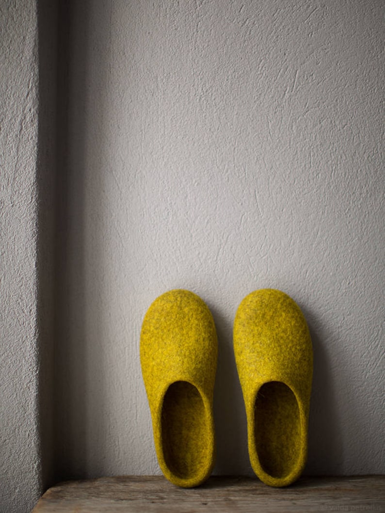 Yellow Slippers Women Slippers Felted Clogs Mustard Yellow Etsy