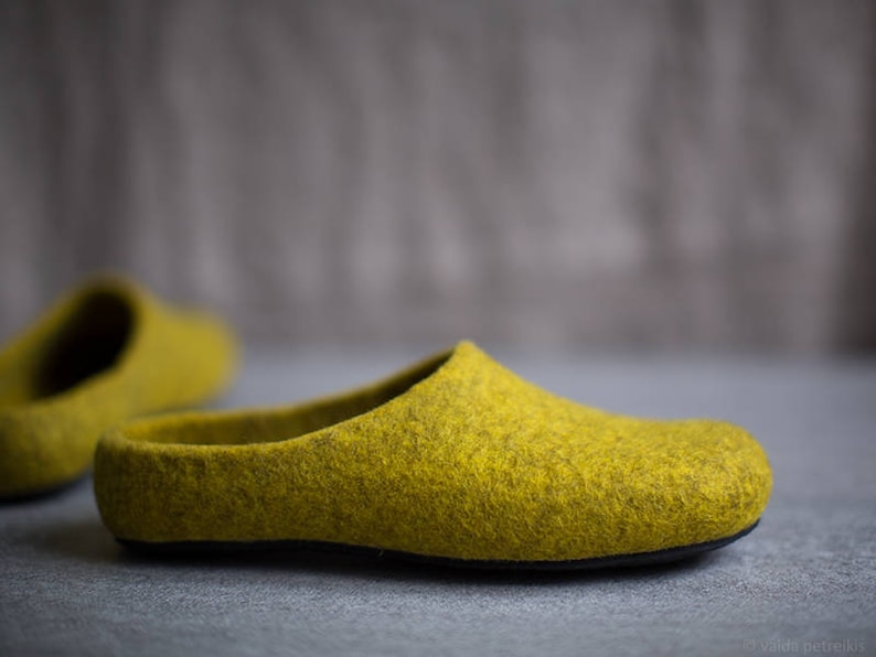 Yellow Slippers Women Slippers Felted Clogs Mustard Yellow Etsy