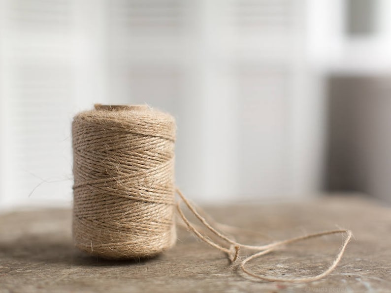 Jute twine Natural color jute cord Rustic packaging string Gift wrapping yarn spool Twisted kraft cord Gift wrap image 1