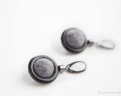 Grey earrings Modern earrings Felt earrings Simple wool earring Unusual earrings Lightweight dark grey earrings 925 Sterling silver earrings