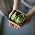 Pregnancy Reveal Gift, Green Wool Baby Booties, Newborn Felted Shoes, Coming Home Outfit Idea product logo