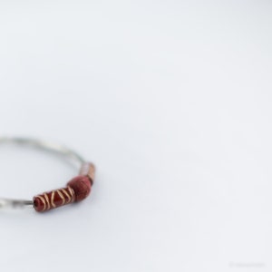 Minimalist bracelet in deep dark garnet red with a hint of gold, Felt fall winter fashion jewelry image 3