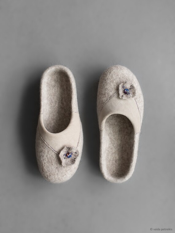 Organic wool slippers Felted slippers for women Eco Etsy