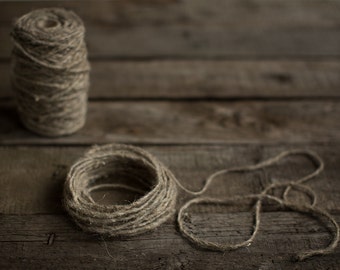 Flax twine - Natural linen cord - DIY wedding decorations - Rustic wedding decor - 10 m (32 feet) heavy rope - Gift wrap string