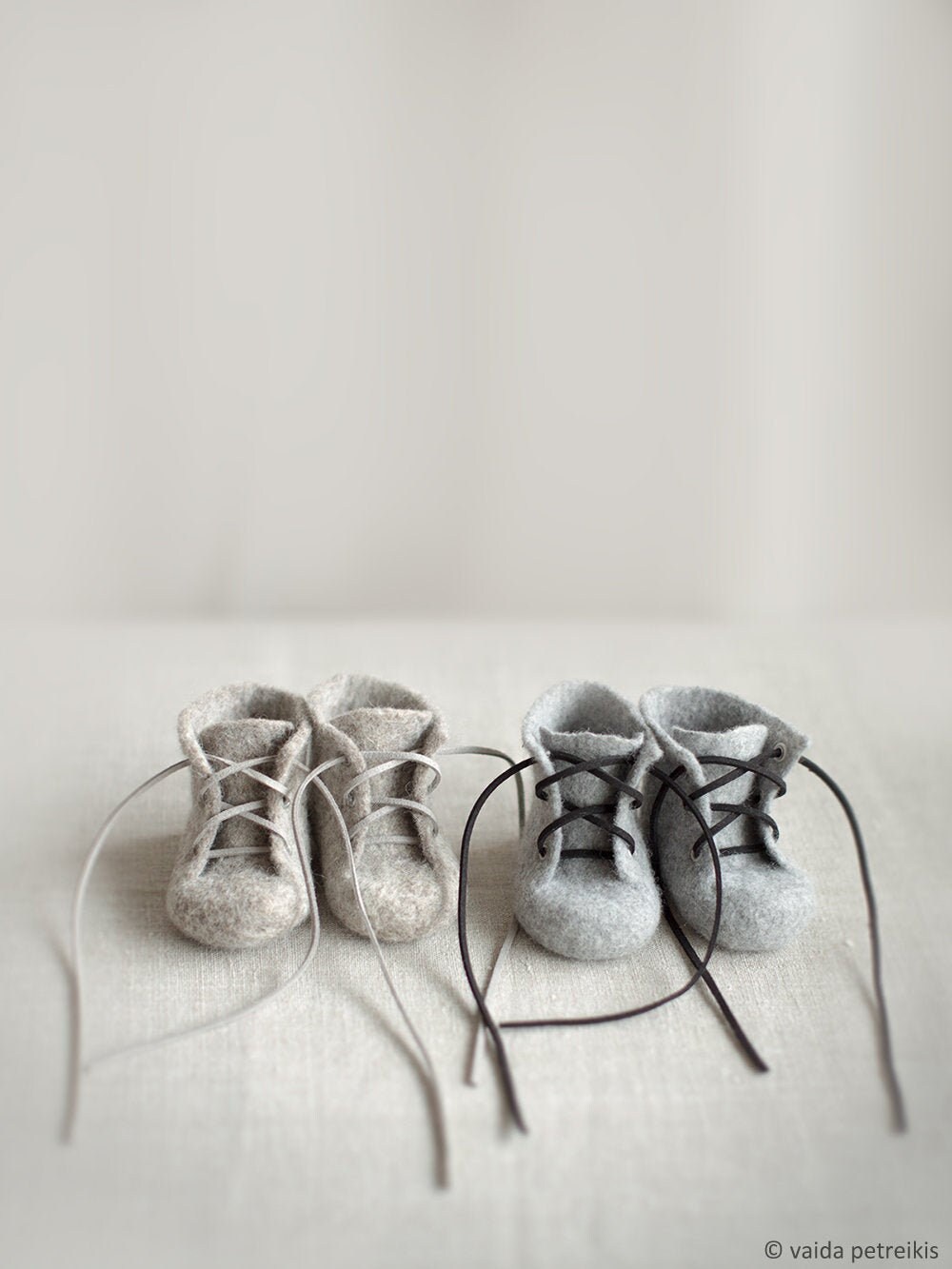 Newborn booties for twins, Two pairs of natural organic wool boots, Felted unisex eco friendly greyish brown grey shoes