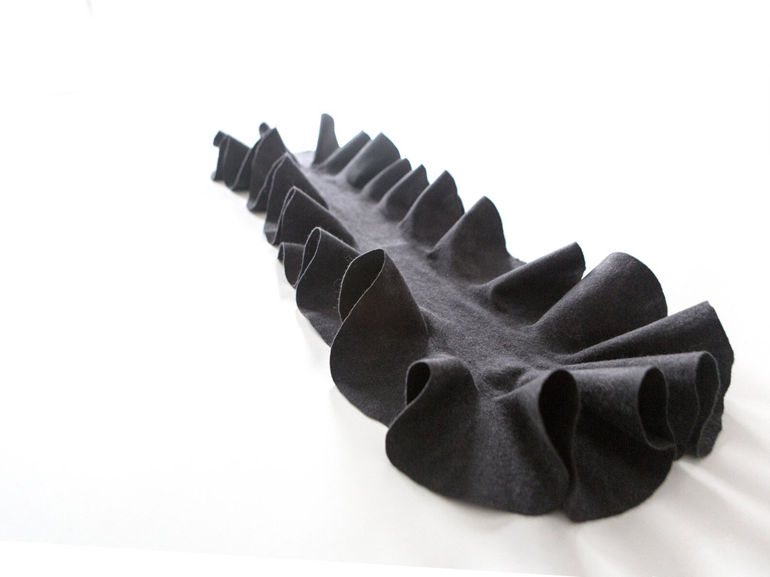 Sculptural Ruffle Pattern Elegant Statement Ruffle Scarf - Sculptural Perfect Grey Nuno Felted ...