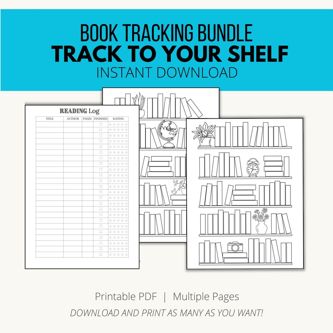 Book Tracking Bundle, Reading Log Bundle, Bookshelf Tracker, Printable ...