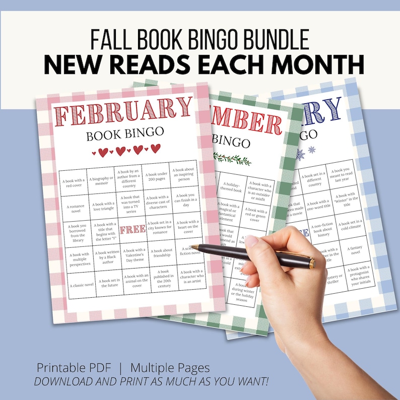 Winter Book Bingo Bundle, Winter Bookish Games, Printable Book Bingo ...