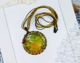 Green Pendant Resina and Wire Netting | Secret Garden Collection