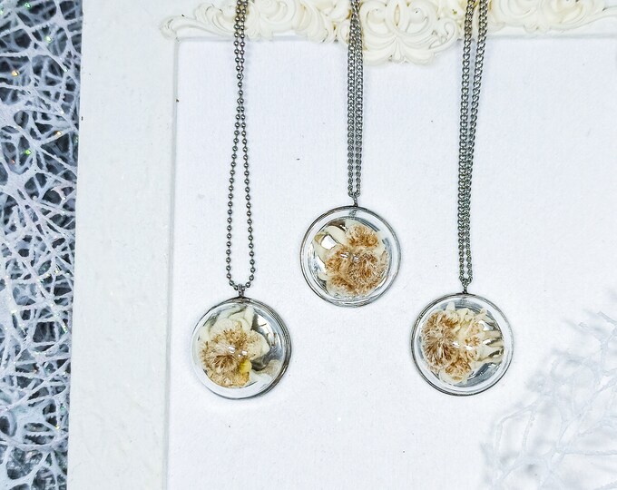 Glass Dome Pendants with Real Edelweiss Flowers from Cultivation | Secret Garden Collection