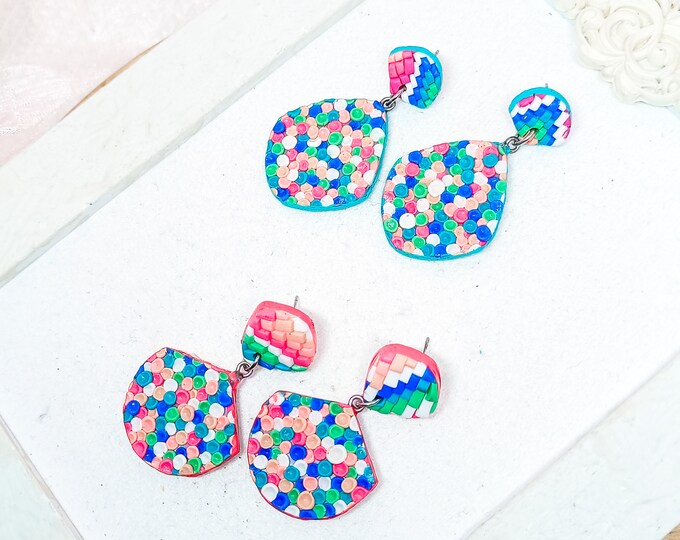 Polymer Clay Multicolor Dotted Earrings