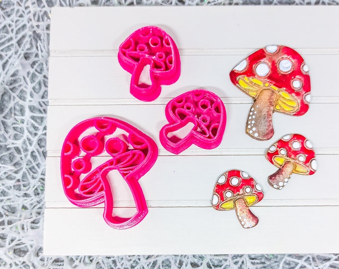 Mushrooms | Polymer Clay Shape Cutters | Set of 3 | Clay Tools