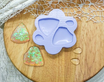 Silicone Mold for Resin and Polymer Clay | 2 Shapes of Domed Triangles and 2 little drops
