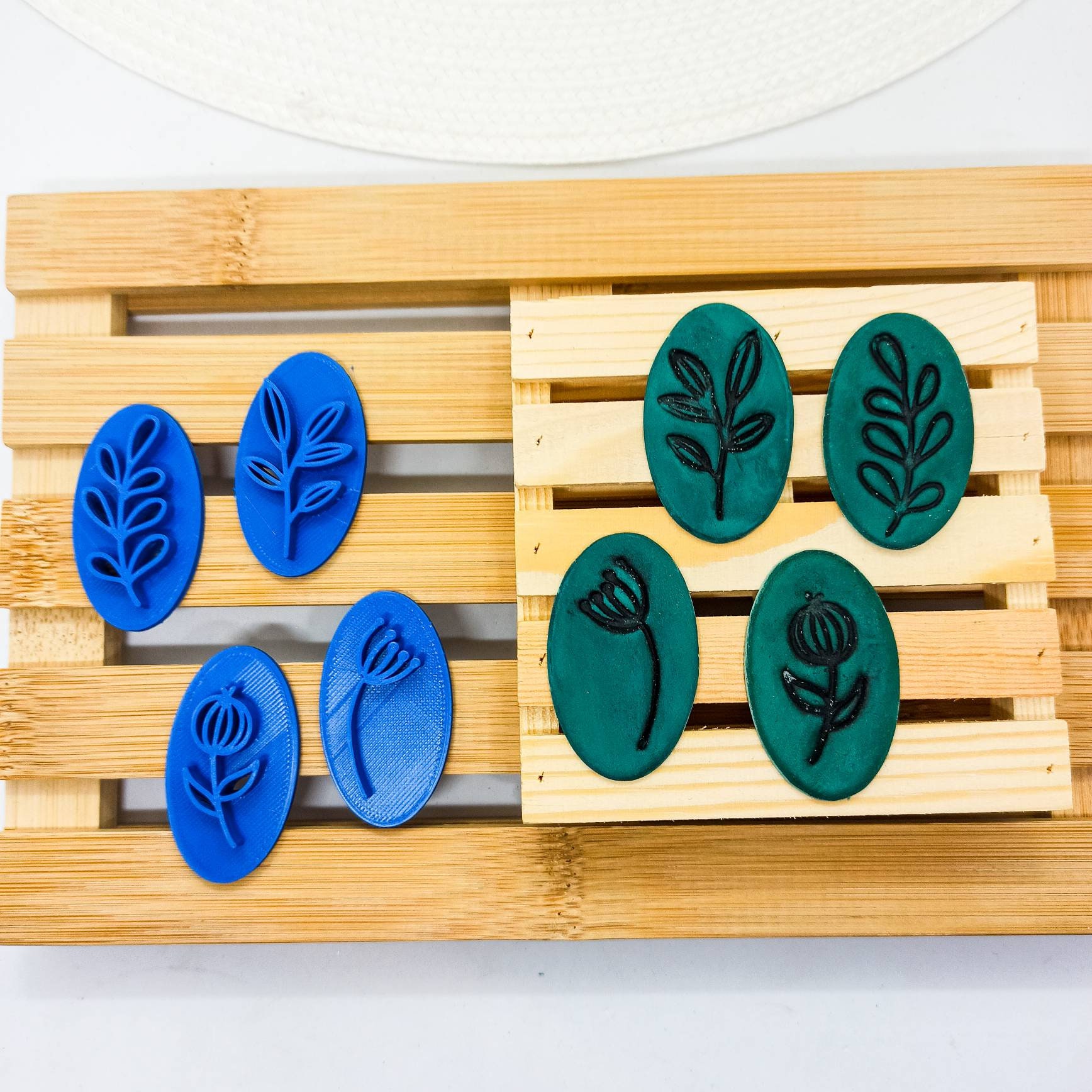 Leaf set clay embosser stamp - Polymer clay tools - 3d printed polymer clay  stamp